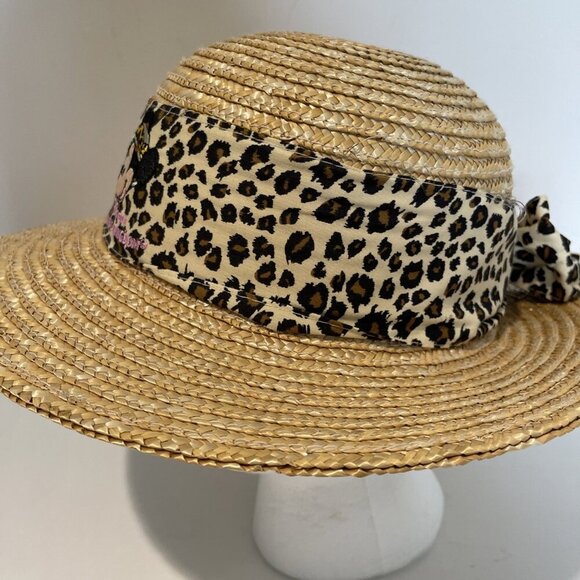 Walt Disney World Animal Kingdom 100% Straw Sun Hat Kids Minnie Mouse Leopard - Picture 3 of 8